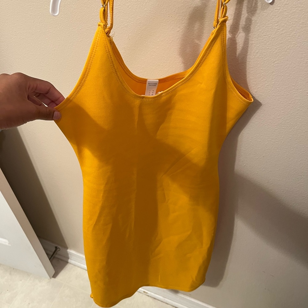 Yellow body con dress